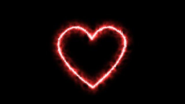 Fire HEART. Fire frame switch on with a flicker. Loop animation