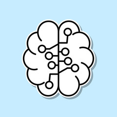 Smart brain artificial intelligence sticker icon. Simple thin line, outline vector of Artifical intelligence icons for ui and ux, website or mobile application