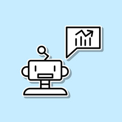 Robot statistic sticker icon. Simple thin line, outline vector of Artifical intelligence icons for ui and ux, website or mobile application