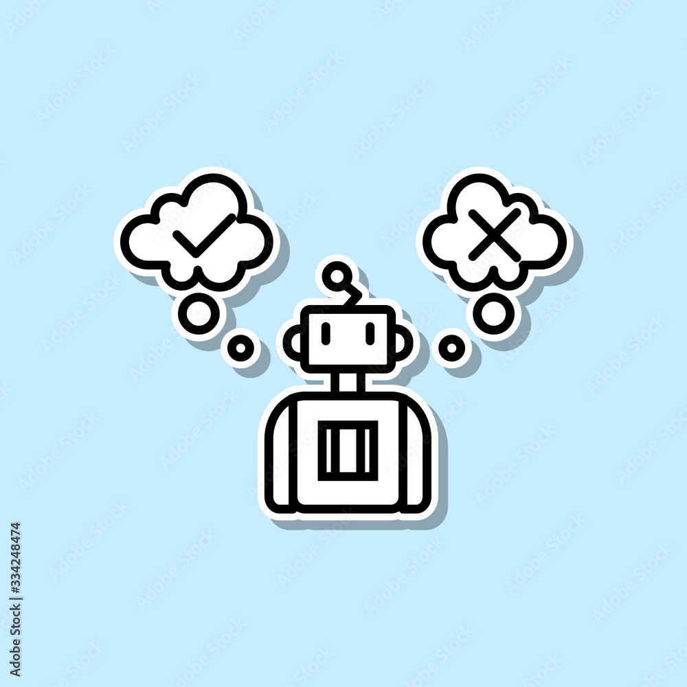 Aufkleber artificial decision intelligence sticker icon. simple thin line, outline vector of artifical intelli