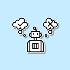 Artificial decision intelligence sticker icon. Simple thin line, outline vector of Artifical intelligence icons for ui and ux, website or mobile application