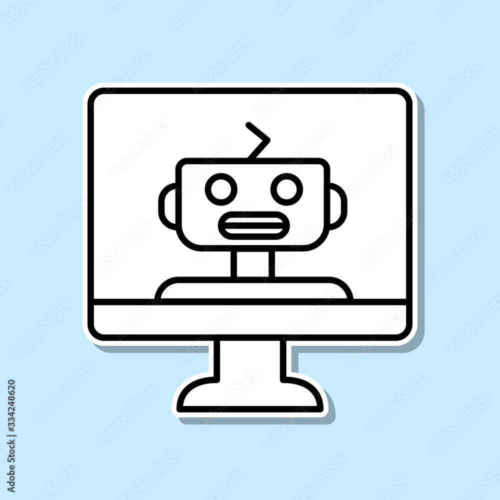 Poster smart computer sticker icon. simple thin line, outline vector of artifical intelligence icons for ui