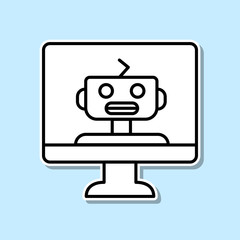 Smart computer sticker icon. Simple thin line, outline vector of Artifical intelligence icons for ui and ux, website or mobile application