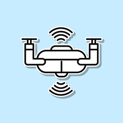 Smart drone sticker icon. Simple thin line, outline vector of Artifical intelligence icons for ui and ux, website or mobile application