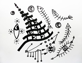 Art Drawing Abstract  copic marker   Triangle Curve Square  , geometric shapes	