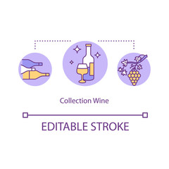 Collection wine concept icon. Luxury beverage. Collect expensive gourmet alcohol. Expensive drink idea thin line illustration. Vector isolated outline RGB color drawing. Editable stroke