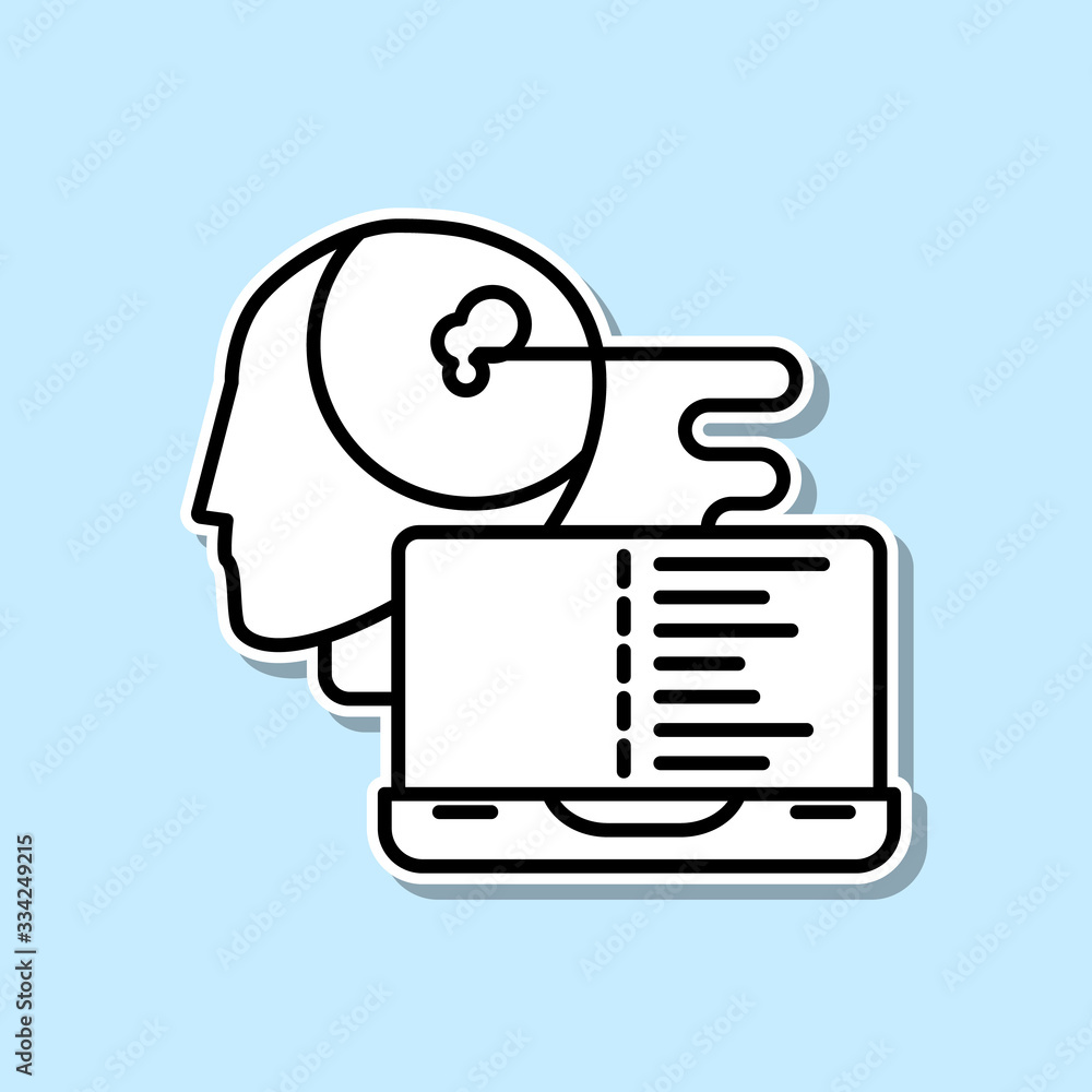 Poster smart robot artificial intelligence sticker icon. simple thin line, outline vector of artifical inte