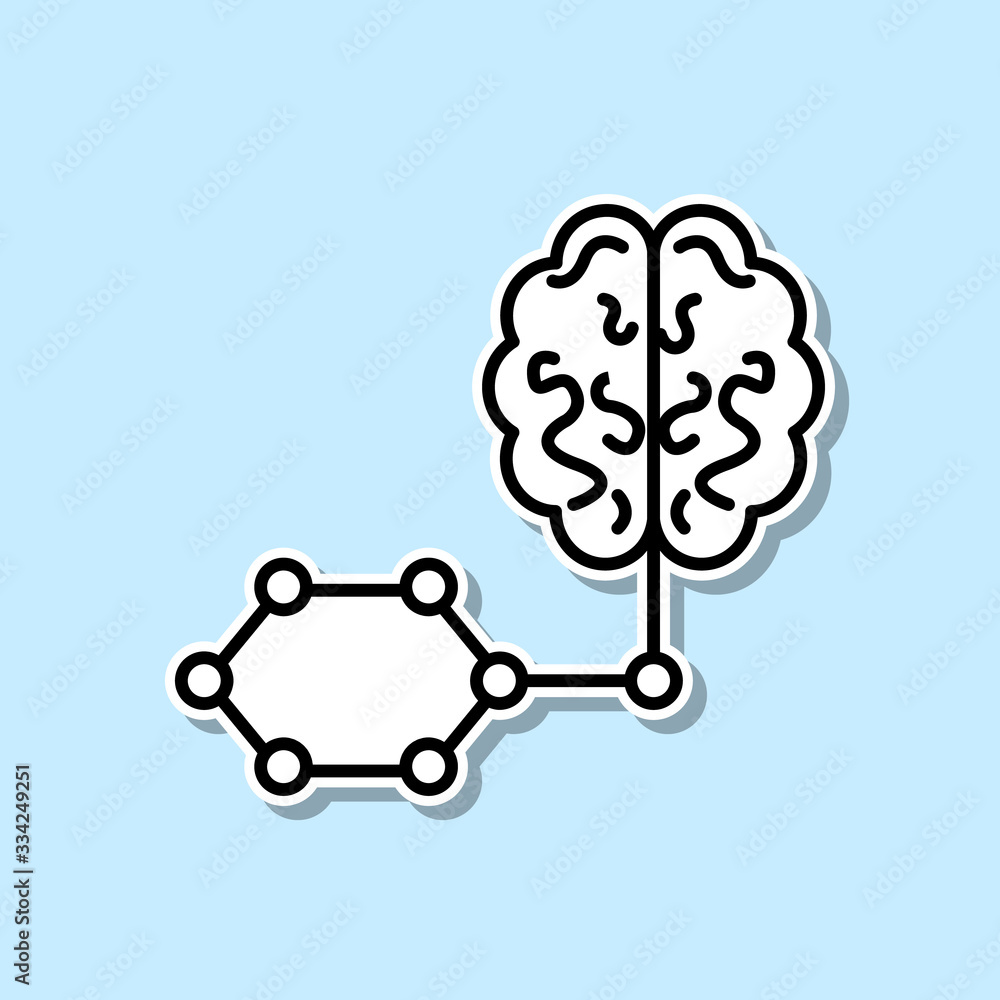 Poster smart brain artificial intelligence sticker icon. simple thin line, outline vector of artifical inte