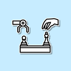 artificial intelligence chess human and robot sticker icon. Simple thin line, outline vector of Artifical intelligence icons for ui and ux, website or mobile application