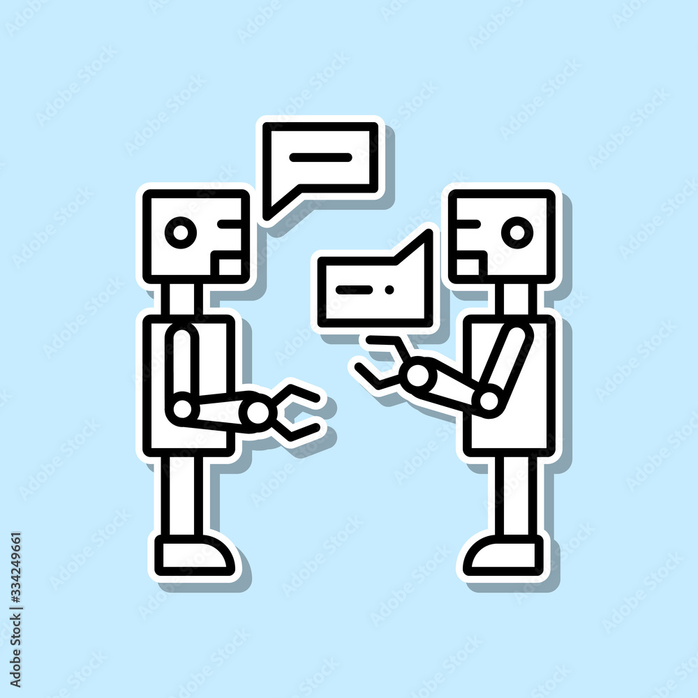 Poster artificial intelligence conversation sticker icon. simple thin line, outline vector of artifical int