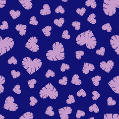 Seamless pattern with cracked hearts randomly placed on solid background. Heart shapes with cracks and ragged edges. Stylized design of unhappy love or emotional experience. EPS8 vector illustration.