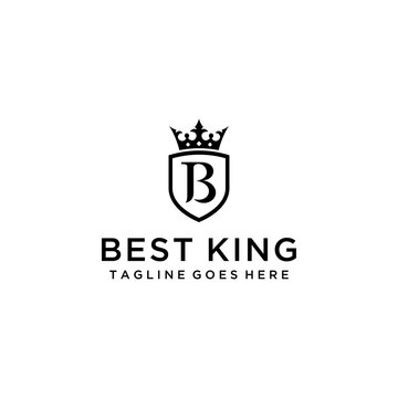 Illustration modern Crown with sign B and shield luxury logo design icon