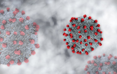 Virus cells, coronavirus COVID-19, space for text