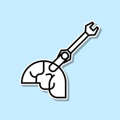 Head, fix, recovery sticker icon. Simple thin line, outline vector of Creative thinking icons for ui and ux, website or mobile application