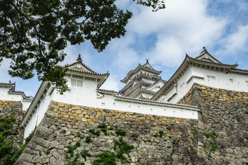 The steep walls surrounding the  Himeji Castle, an UNESCO World Heritage Site, Japan