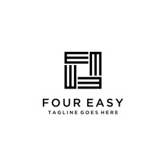 Creative Illustration modern four E sign geometric logo design template
