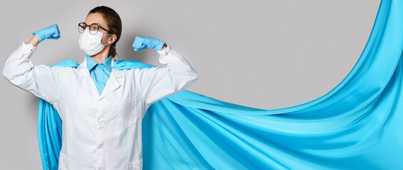 Brave female superhero doctor will helping us in battle against the virus © blackday