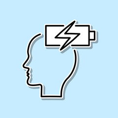 Energy, brain, recharge sticker icon. Simple thin line, outline vector of Creative thinking icons for ui and ux, website or mobile application
