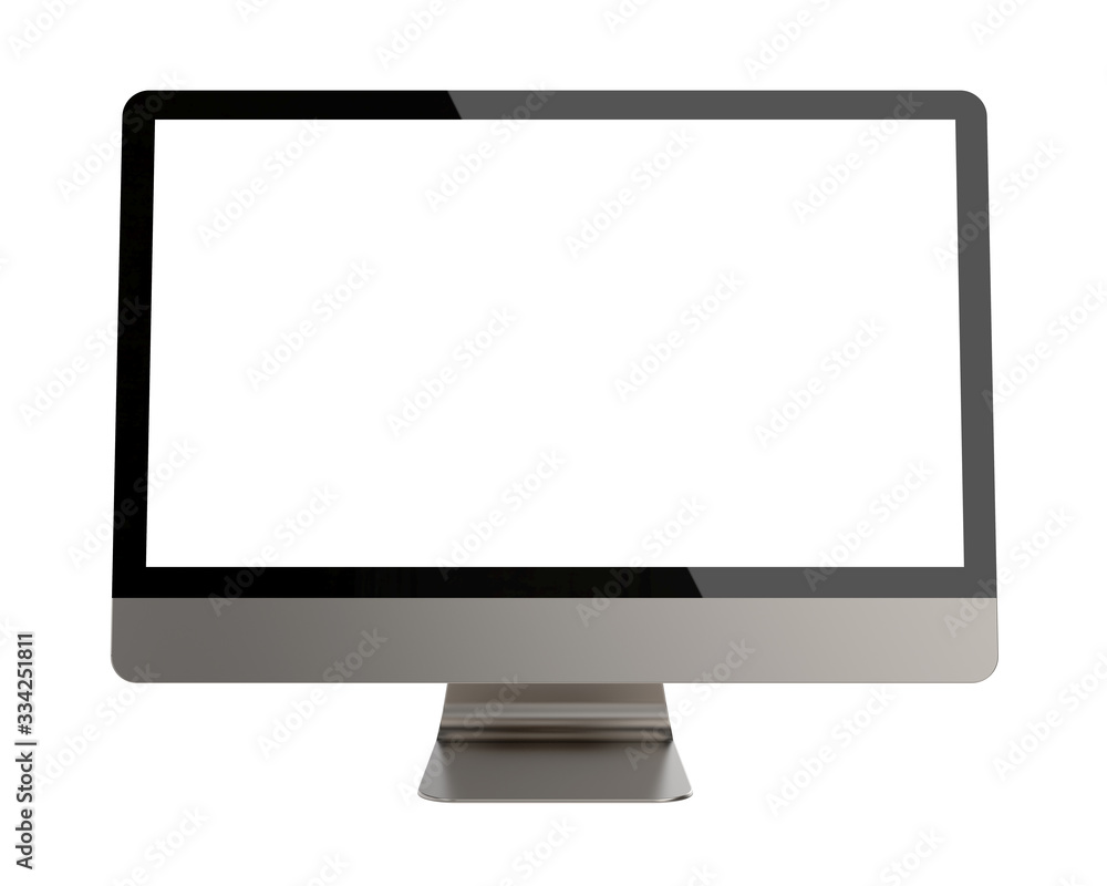 Poster front view of empty blank pc monitor isolated on white background. realistic 3d illustration of meta