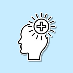 Plus, health, brain sticker icon. Simple thin line, outline vector of Creative thinking icons for ui and ux, website or mobile application