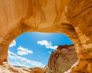 The White Domes Seen Through The Frame of White Arch, Valley of Fire State Park, Nevada, USA