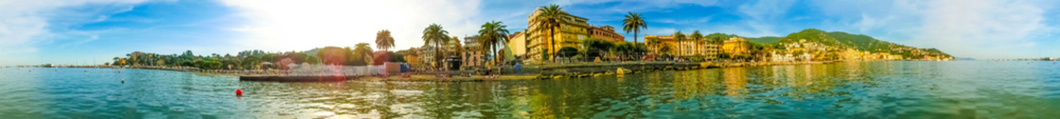 Travel view of town Rapallo at Italy
