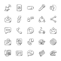  Doodle Icons Set of Communication
