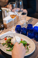 Italian burrata cheese with salad