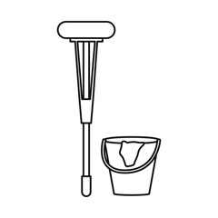 Vector design of bucket and broom icon. Set of bucket and mop stock symbol for web.