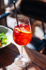 red cocktail in the bar