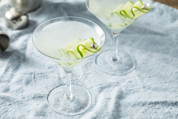 Homemade Japanese Sake Cucumber Martini Cocktail