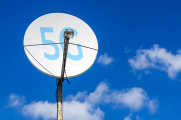 Satellite dish system 5g signal icon technology