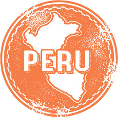 Vintage Peru South America Country Stamp - obrazy, fototapety, plakaty