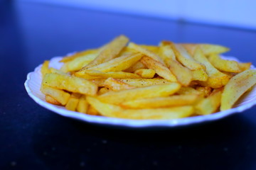 Home made large and small french fries
