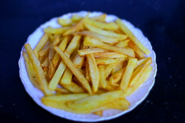 Home made large and small french fries