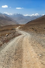 unpaved road in Tajikistan, Wakhan valley, Pamir