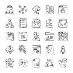  Project Management Doodle Vector Icons 