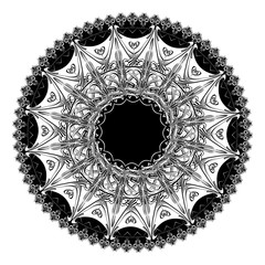Round floral frame black and white
