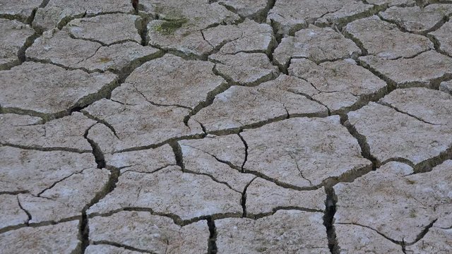 Cracked ground after drought soil on a farm UK 4K