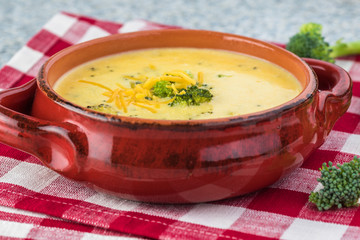 Homemade broccoli cheddar cheese soup.
