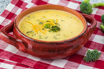 Homemade broccoli cheddar cheese soup.