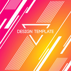 Abstract creative concept layout template. Trendy cover, card, flyer, poster design with lines and triangles. Vector Illustration. Orange, pink color. Modern stylish pattern.