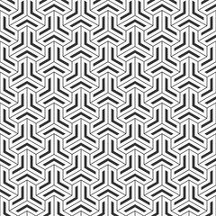 Abstract seamless pattern. Modern stylish texture. Linear trellis. Geometric tiles with triple hexagonal elements. Vector monochrome background.