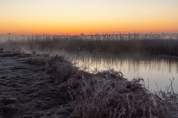 Rzeka Narew. Słoneczny poranek z przymrozkiem. Narwiański Park Narodowy. Podlasie. Polska © podlaski49