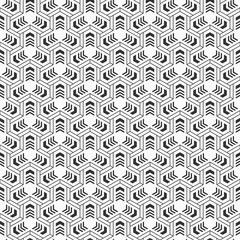 Abstract seamless pattern. Modern stylish texture. Geometric tiles with triple weaving elements, striped shapes. Vector monochrome background.