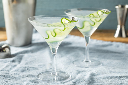 Homemade Japanese Sake Cucumber Martini Cocktail