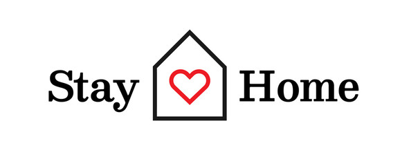 Stay Home coronavirus prevention with Heart inside. Coronavirus and Covid-19 prevention. Editable Outline vector on white