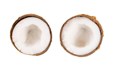 two halves coconut isolated