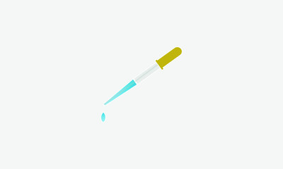 Eyedropper icon. Element of medical, chemical laboratory set on white background. Pipette with a drop. Medicine. Silhouette, pipette icon.