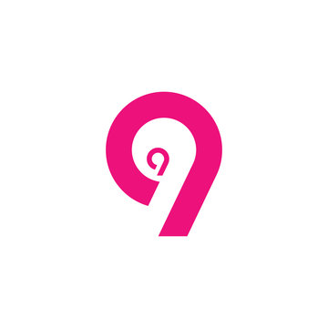 Typography nine, 9 logo icon vector template.